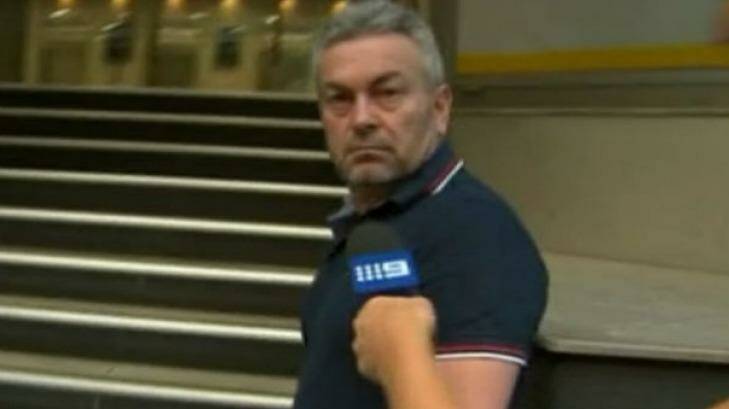 Borce Ristevski arriving at Rob Stary's offices on Wednesday. Photo: Channel Nine
