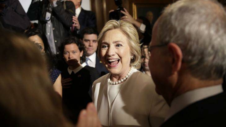 Hillary Clinton after her foreign policy speech on Thursday. Photo: Seth Wenig/AP