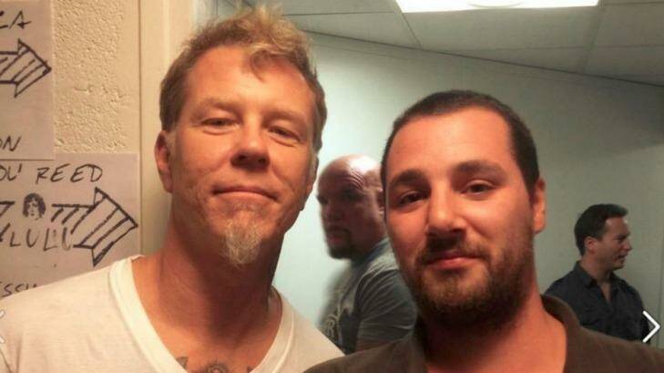 Mettalica's project manager Thomas Ayad (right) with lead guitarist and vocalist James Hetfield. Photo: Metallica