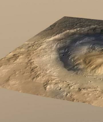 An artist's impression of Gale Crater on Mars.  Photo: Reuters/NASA