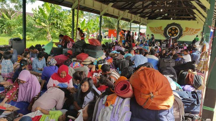 Former members of the Gafatar sect at a temporary evacuation camp in Pontianak, West Kalimantan, on Monday. Photo: Amilia Rosa