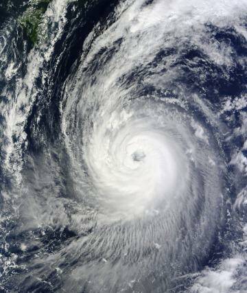 A NASA satellite image shows Typhoon Phanfone in the western Pacific Ocean.  Photo: NASA