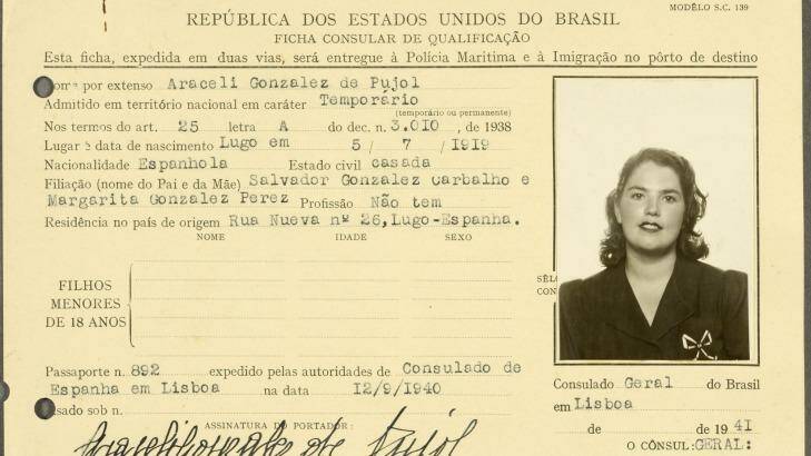 A Brazilian visa allowing Spanish Araceli Gonzalez de Pujol to remain in the country temporarily, says she had no occupation. Photo: Supplied
