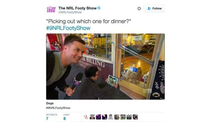 The NRL Footy Show tweeted a clip of the interaction, which it deleted almost an hour later. Photo: Supplied