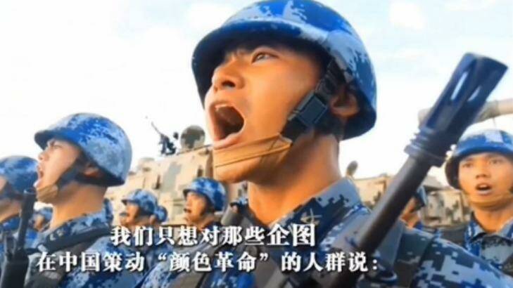 The film rallies viewers to defend against the threat of "foreign hostile forces" fomenting a "colour revolution" on Chinese soil. Photo: Supplied