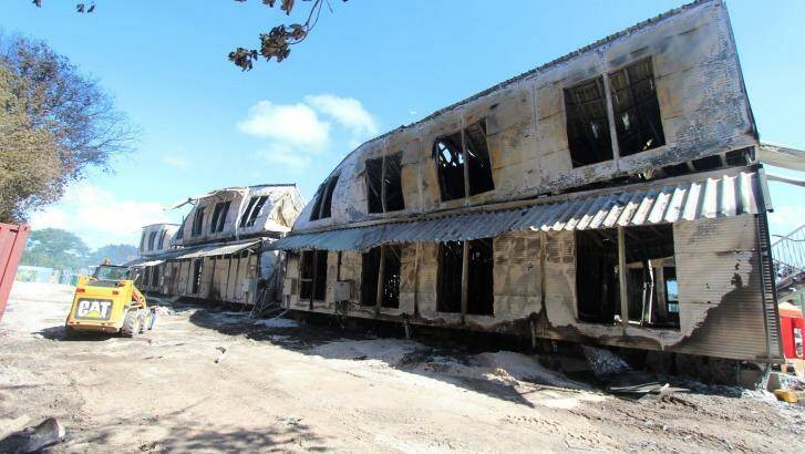 The Nauru detention centre - the accommodation buildings on 20 July, 2013 - after the rioting and fires which destroyed much of it. Photo: Peter Cox