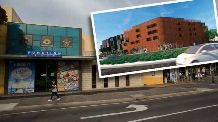 Before and after. Williamstown RSL Club and inset, the proposal for new apartments. 
