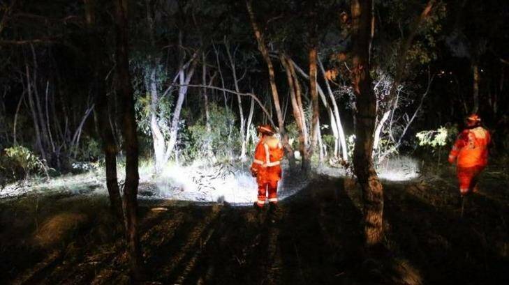 State Emergency Service volunteers search for the woman on Wednesday night. Photo: Bendigo Advertiser