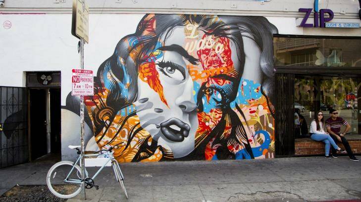 A mural in Downtown LA adds to the area's colourful vibe..