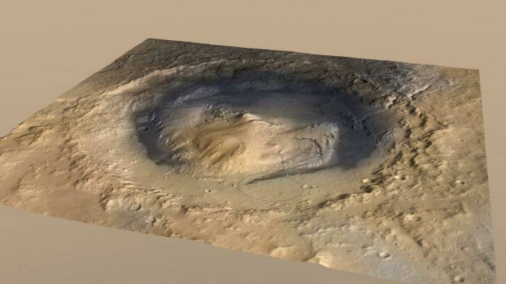 An artist's impression of Gale Crater on Mars.  Photo: Reuters/NASA