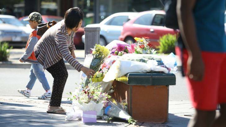 Flowers left tribute in Sunshine for the Fiona Warzywoda.  Photo: Angela Wylie