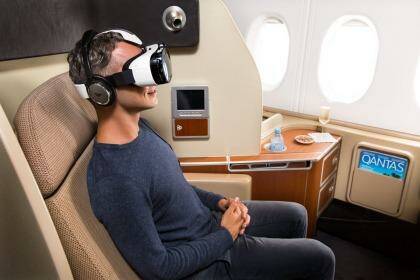The new entertainment service uses Samsung virtual reality technology. Photo: Qantas