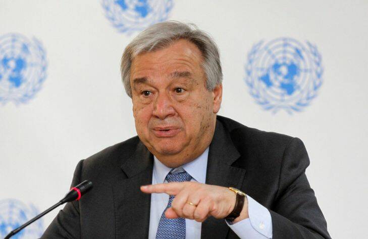 UN Secretary General Antonio Guterres speaks during press conference at UN in Nairobi, Kenya, Wednesday, March 8, 2017. ??????????????????The risk of genocide has considerably diminished in South Sudan which is experiencing civil strife that has led to famine in some parts, Guterres said Wednesday. (AP Photo/Khalil Senosi) Photo: AP
