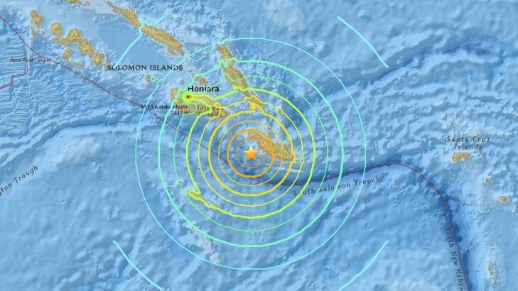 Map showing the epicentre of the Friday morning's earthquake. Photo: USGS