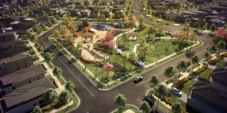 An artist's impression of parkland at Thornhill Park, a new greenfield suburb.