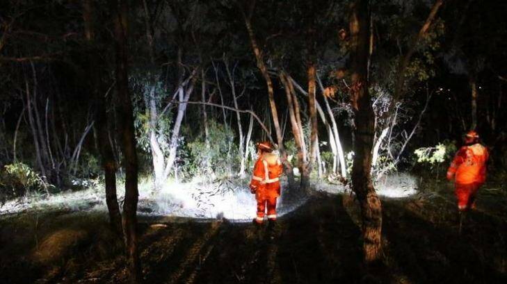 State Emergency Service volunteers search for the woman on Wednesday night. Photo: Bendigo Advertiser