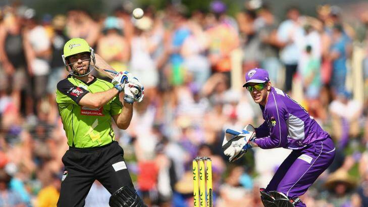 yan Carters of the Thunder bats during the Big Bash League match between the Hobart Hurricanes and Sydney Thunder.  Photo: Robert Cianflone