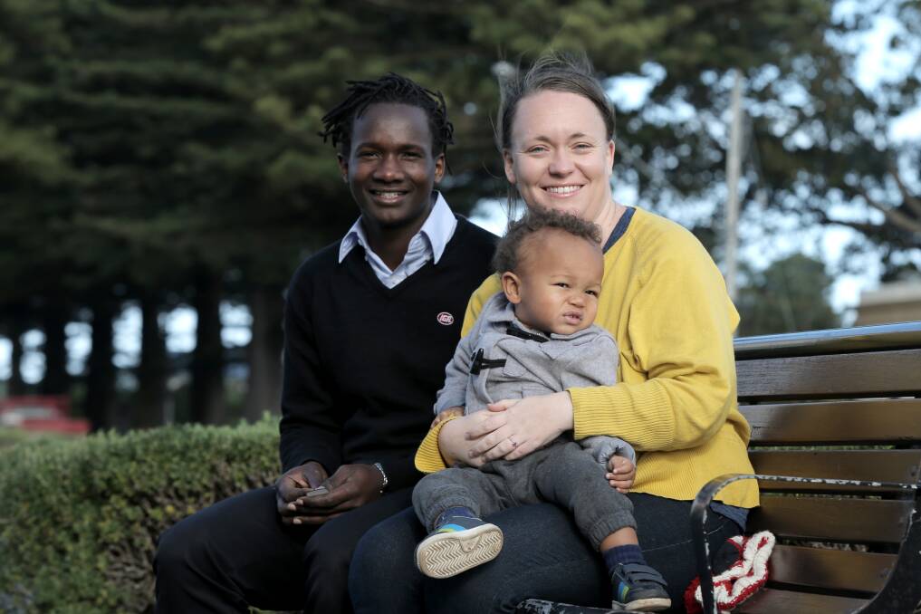 Seif Sakate and Catherine Ryan are heading back to Mr Sakate s homeland Tanzania, with their son Kolo, 19 months, to film a documentary about the lives of local schoolchildren. Picture: ROB GUNSTONE 