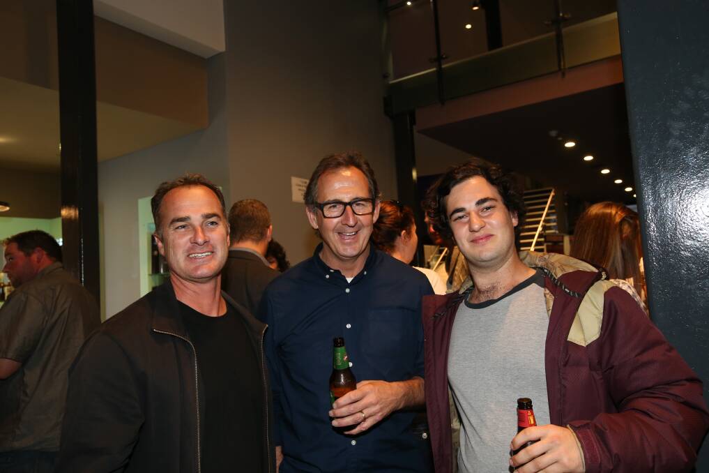 Peoples and Place's. Celebrate the filming of Oddball in Warrnambool. Pictured Mark Bannister, Richard Keddie (Producer) and Jackson Fester. 140528VH37 Picture: VICKY HUGHSON
