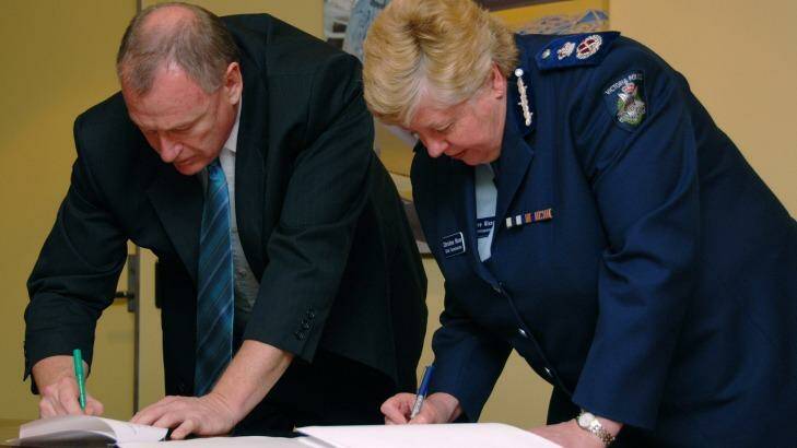 Former Police Association boss Paul Mullett and former Victoria Police chief commissioner Christine Nixon. Photo: Victoria Police