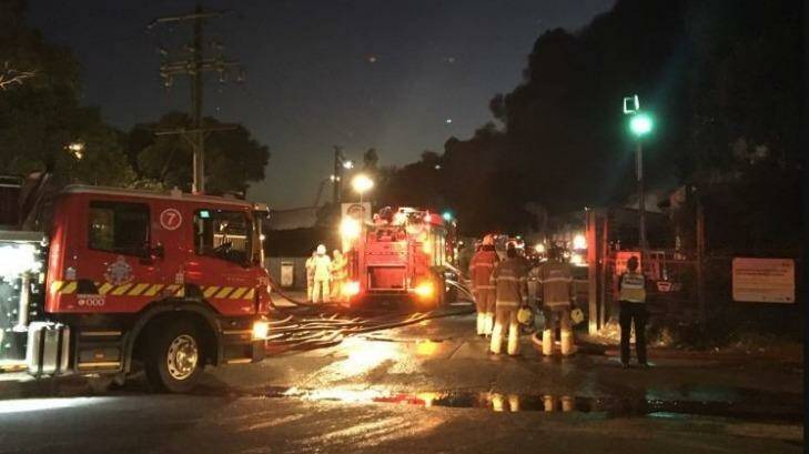 More than 20 fire trucks and four cranes are on the scene at Maffra and Lisa streets. Photo: Twitter/@gloriakalache