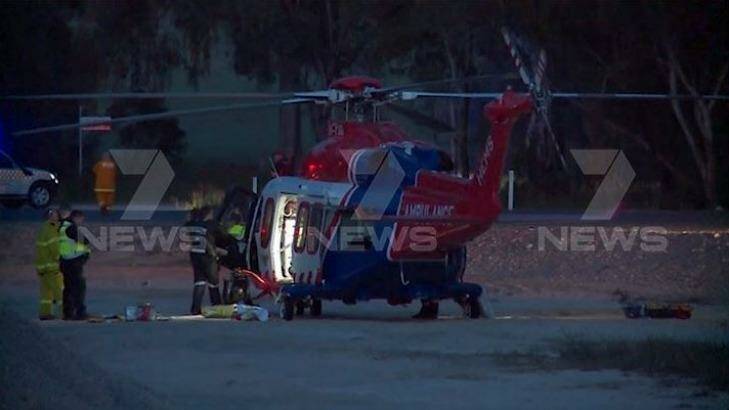 The girl was flown to the Royal Children's Hospital by air ambulance. Photo: Courtesy of Seven News