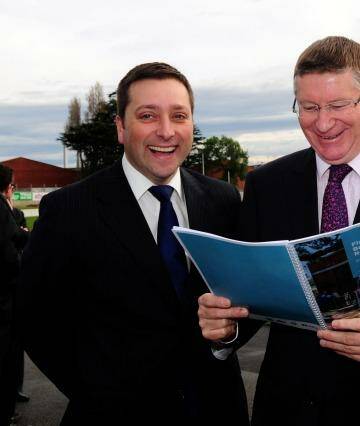Excitement: The Victorian Premier Denis Napthine and Planning Minister Matthew Guy announced that Fisherman's Bend will undergo urban renewal , the largest project of it's kind ever to be undertaken in Australia.