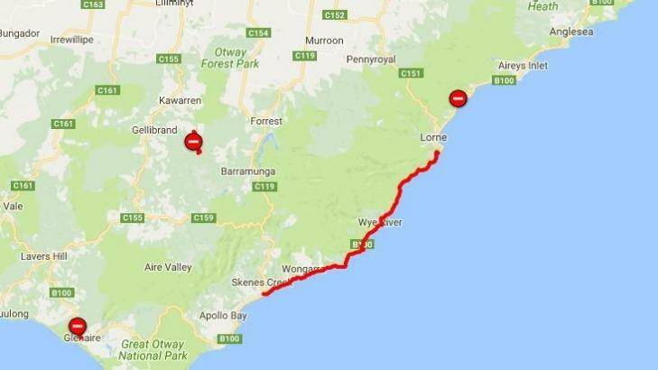 The road from Lorne to Skenes Creek remains closed. Photo: VicRoads