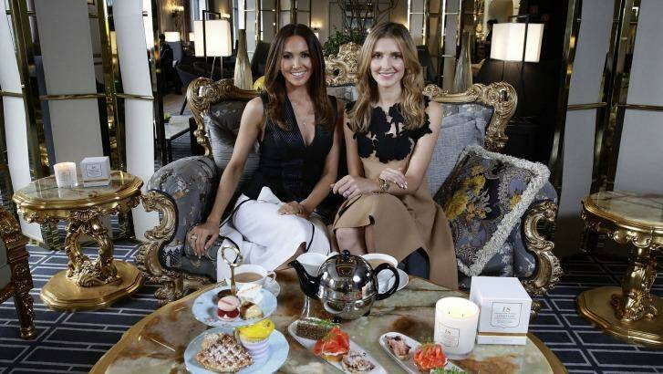 Kyly Clarke and Kate Waterhouse have high tea at the InterContinental in Double Bay. Photo: Jessica Hromas