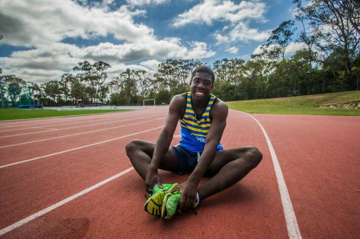 Canberra schoolboy Edward Osei-Nekita broke the under-16 national 100m record and his coached by his father Augustine Nketia who holds the NZ 100m record. Photo by Karleen Minney. Photo: Karleen Minney