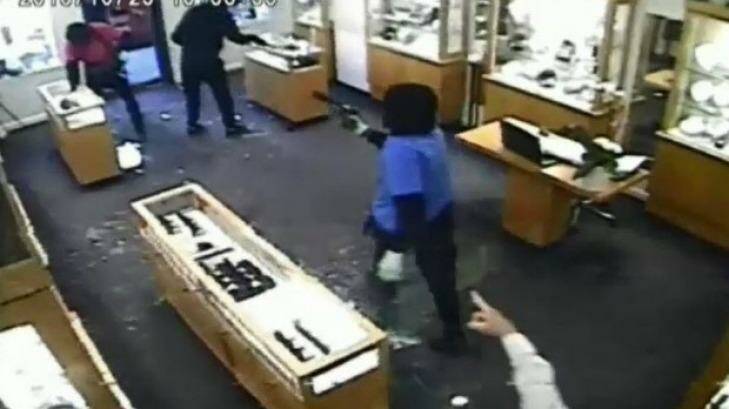 The thieves stormed the jewellery store on Toorak Road on Tuesday morning.  Photo: Supplied 