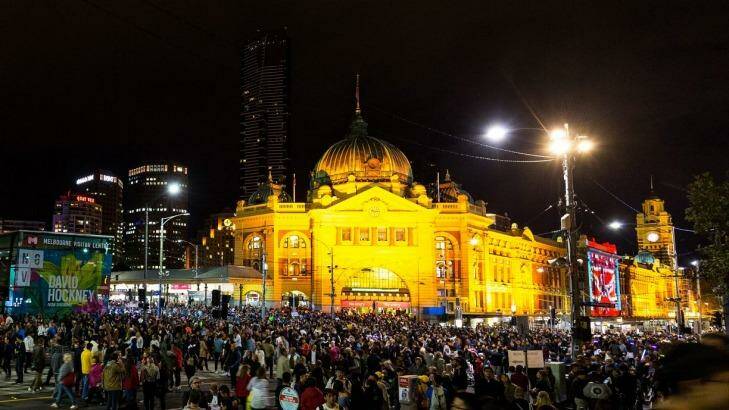 Thousands of people flocked to the CBD for White Night  Photo: Chris Hopkins