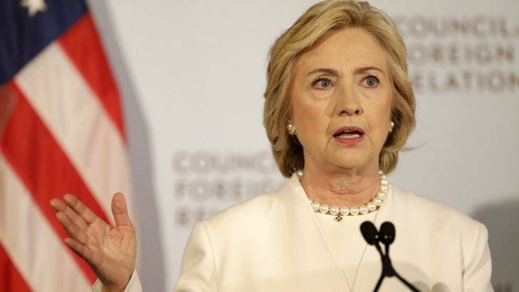 Hillary Clinton speaks at the Council on Foreign Relations in New York on Thursday. Photo: Seth Wenig/AP