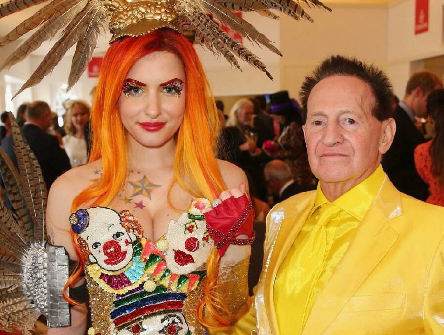 Gabi Grecko poses with her engagement ring after Geoffrey Edelsten proposed at the Emirates Marquee on Melbourne Cup Day at Flemington Racecourse on November 4, 2014. Photo: Scott Barbour