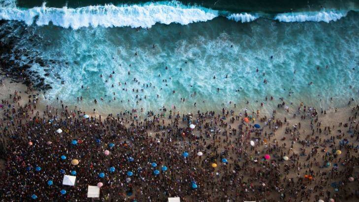 An aerial view of Ipanema Beach during carnival week. Photo: Stocksy