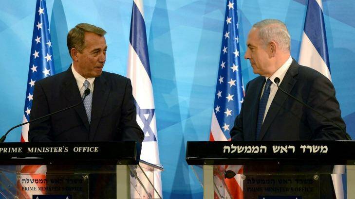 Israel Prime Minister Benjamin Netanyahu (R) meets with US House Speaker John Boehner this week in Jerusalem amid intense debate over the nuclear deal with Iran.   Photo: Haim Zach/GPO via Getty Images