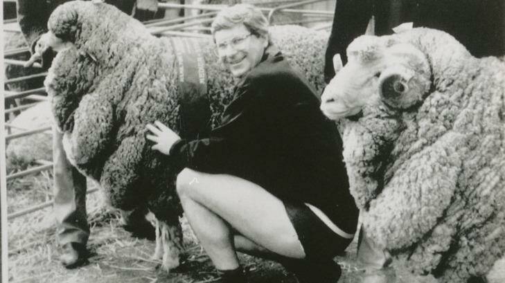 Dr Dennis Napthine poses in woolen underpants made by a clothing company from his electorate. Photo: Peter Green