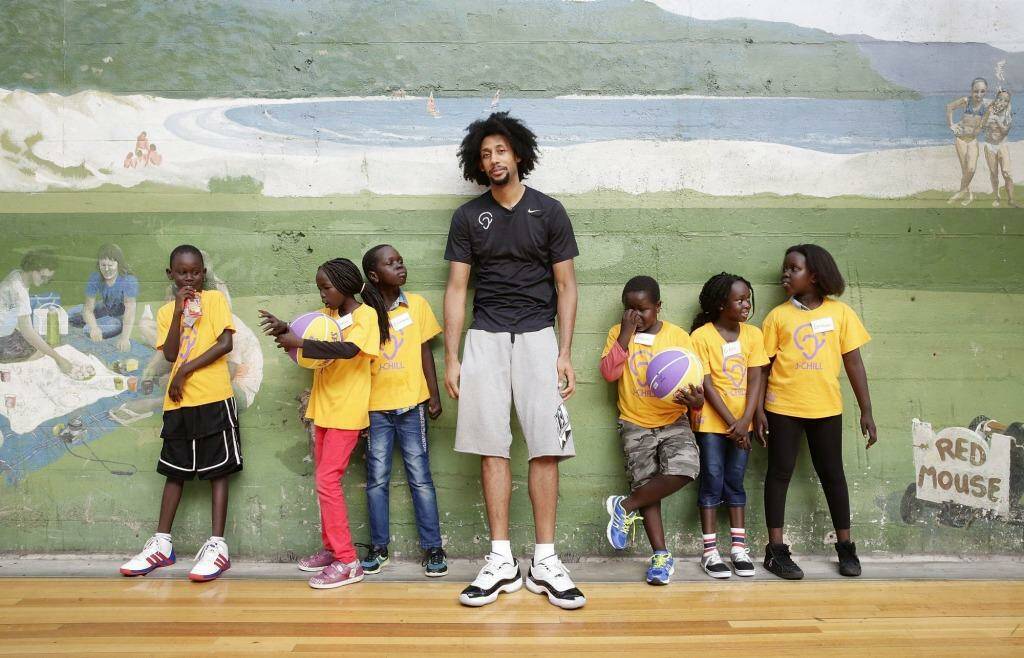 NBA veteran turned Sydney Kings star import Josh Childress spent Wednesday shooting hoops with young children. Photo: Jessia Hromas