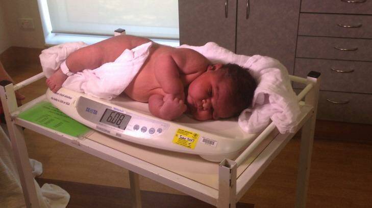 Brian jnr was born weighing six kilos on Tuesday morning.  Photo: Channel Seven
