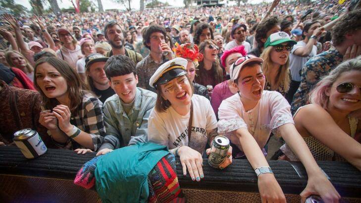 Young people enjoying watching Angel Olsen at the Meredith Music Festival. Photo: Meredith O'Shea
