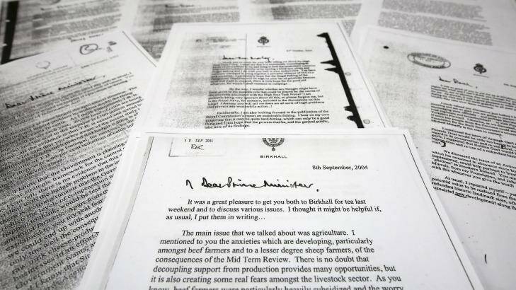 Some of the 27 'black spider memo' letters written between Prince Charles and Tony Blair's government. Photo: PA