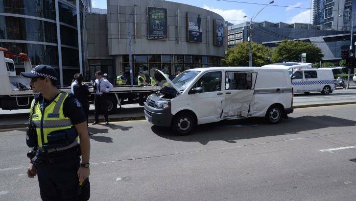 The Special Operations police van that was involved in the crash. Photo: Justin McManus