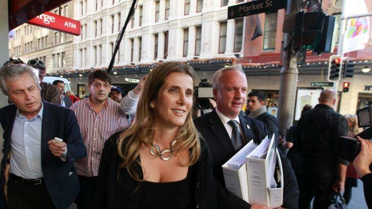 Kathy Jackson leaving the royal commission on unions earlier this year. Photo: Ben Rushton