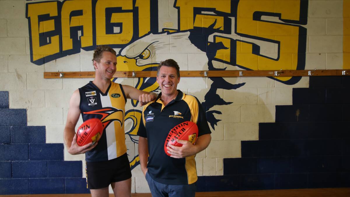 New North Warrnambool Eagles coaches Brendan Murfett (left) and Graeme Twaddle already have a strong working relationship. 141216VH28 Picture: VICKY HUGHSON