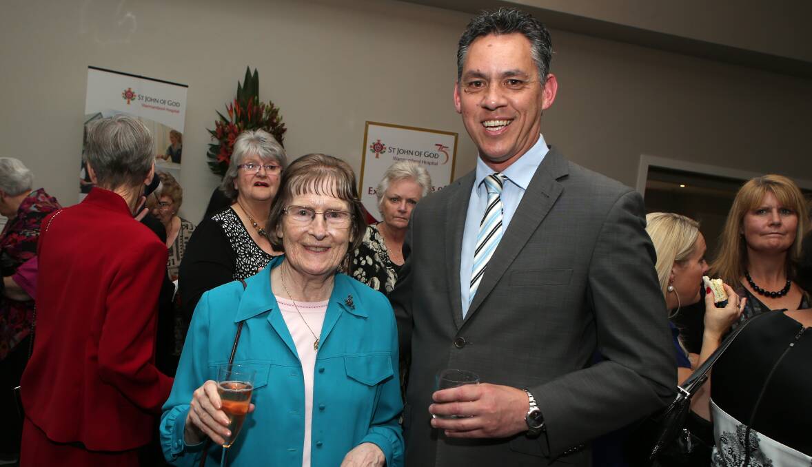 Warrnambool mayor Michael Neoh with Sister Denise Moloney, who delivered him when he was born at the hospital in 1965. 