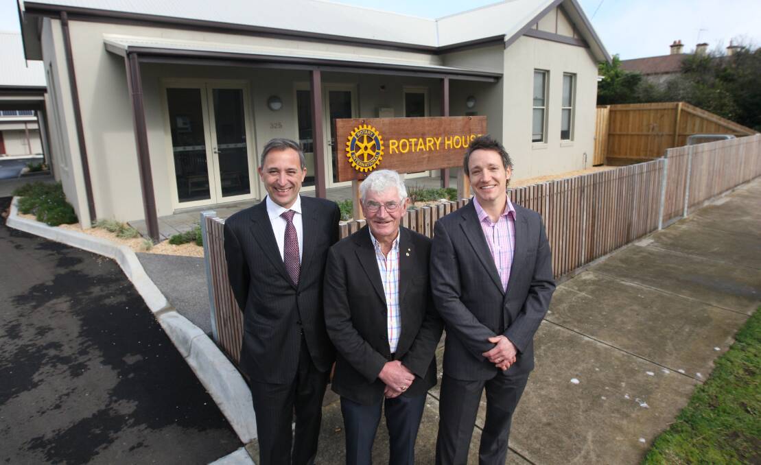 Clarifying the eligibility of patients at Rotary House are (from left) St John of God Hospital CEO Glen Power, Rotary House committee chairman Andrew Suggett and business manager for South West Healthcare Corey Grapentin. Picture: AARON SAWALL