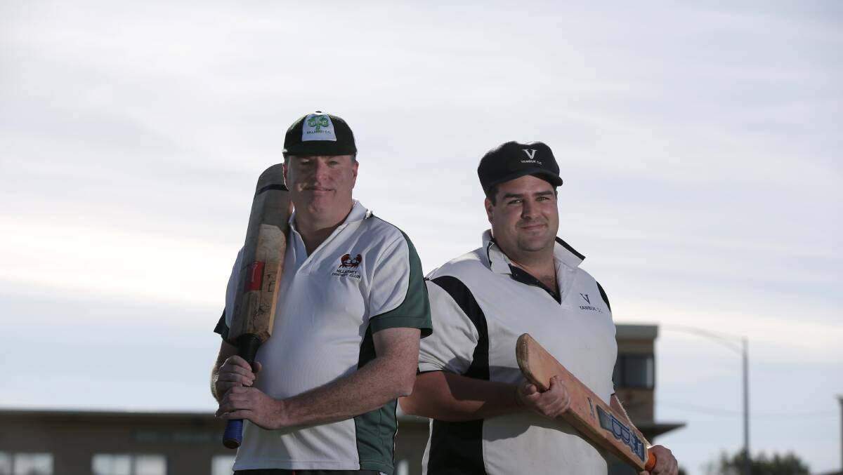 Battle of the bats: Killarney captain Brett Halliwell (left) and Yambuk vice-captain Brian Wilson. 