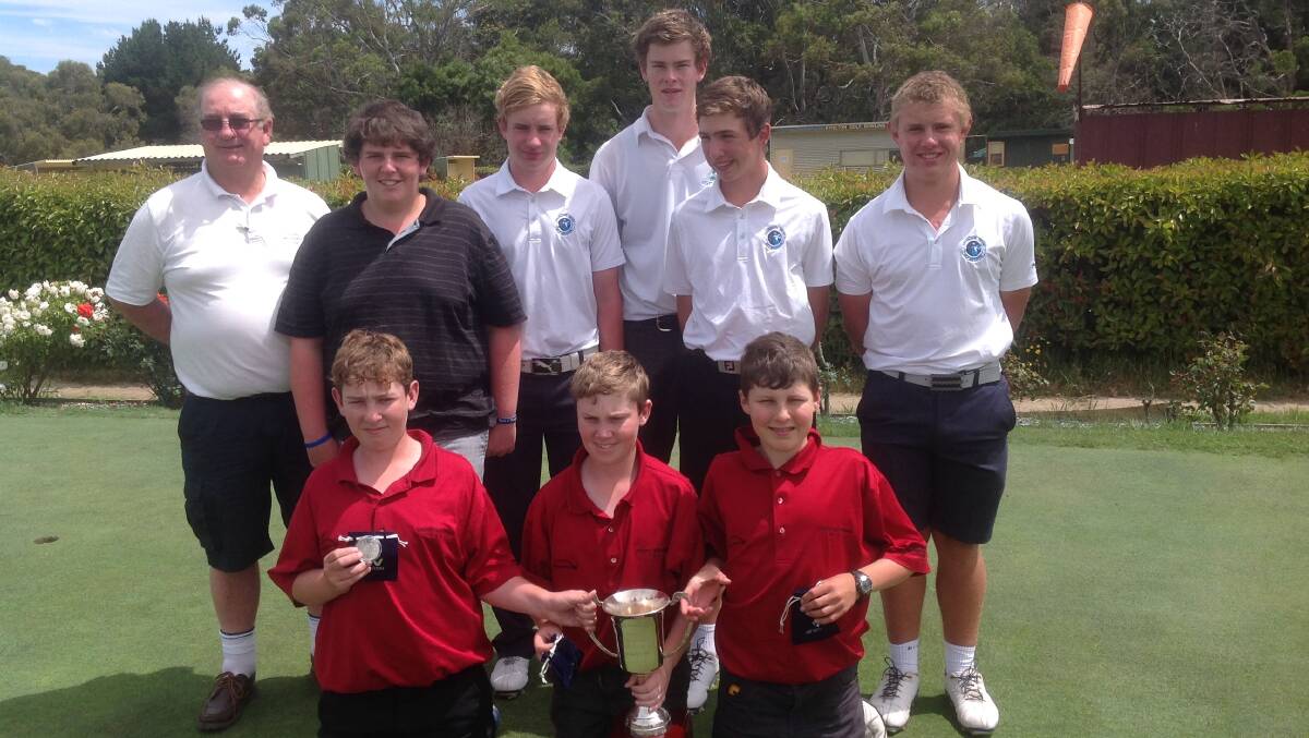 The combined Corangamite and District and South Western District Golf Association team that won the net section of the junior country teams’ championship at Kyneton on the weekend. 