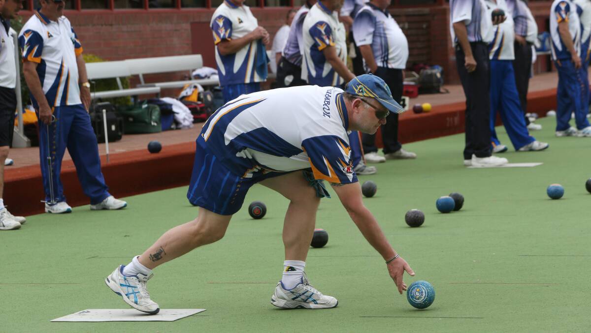 Warrnambool bowler Barry Crimmin sends down a bowl in Sunday’s Leishman-Stafford Cup in which visiting club Mount Gambier narrowly took out the honours.