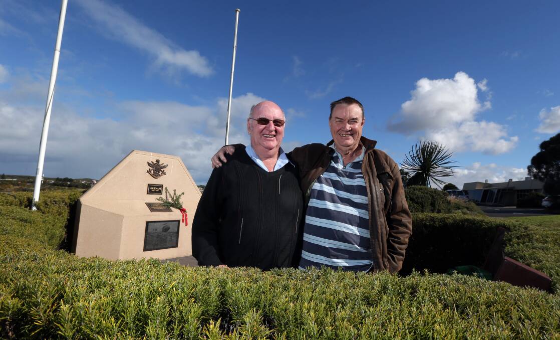 Warrnambool RSL president John Miles (left) and his mate Terry Barrett from Perth, had a lot to catch up on when they met on the weekend for the first time since 1967 when they served together in the Vietnam war.